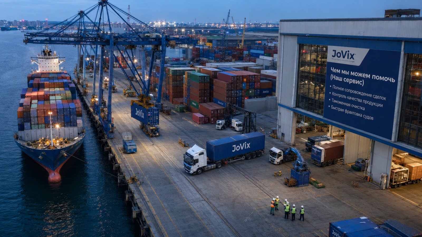 JoVix — International shipping without borders, sea port and cargo containers